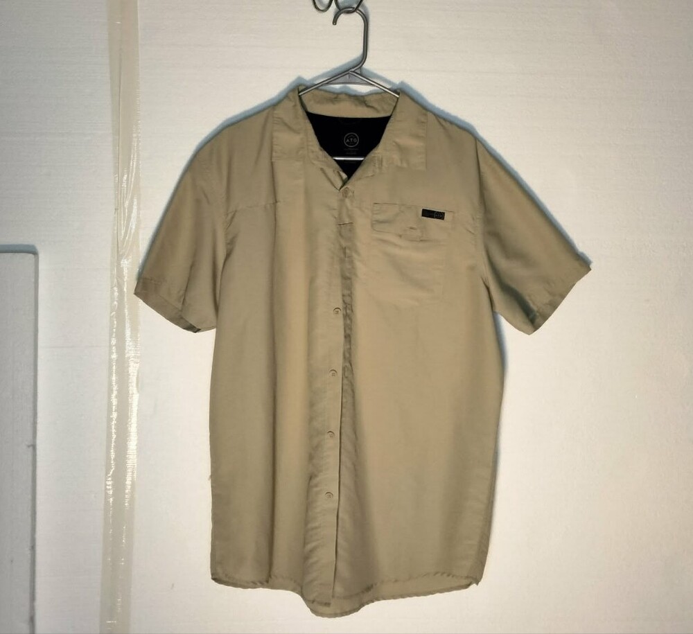 ATG Wrangler Short Sleeve Tan Button-Down Shirt